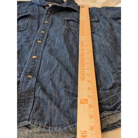 Wrangler Denim Western Pearl Snap Front Shirt Dark Wash XL - Picture 10 of 11